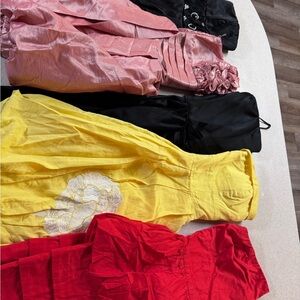 Colorful Strapless and Sleeved Dresses - Yellow, Red, Pink, Black